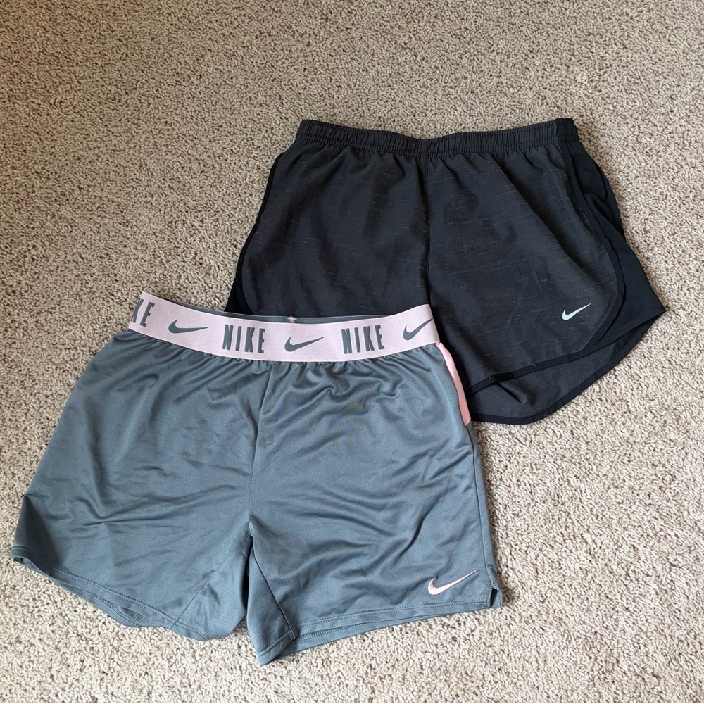 Nike Dark Gray & Black and Nike Pink & Gray Dri-FIT Yth Athletic Shorts size L